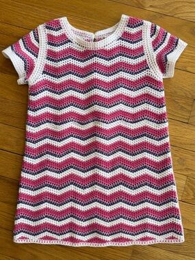 Hatley Girls Rose Chevron T-shirt Dress ~ Crotched Pink, Purple, White Size 3T